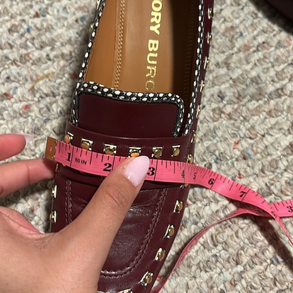 Tory Burch 55mm Studded Loafer Block Heel Slip On Royal Burgundy- Size 10 - Picture 12 of 12